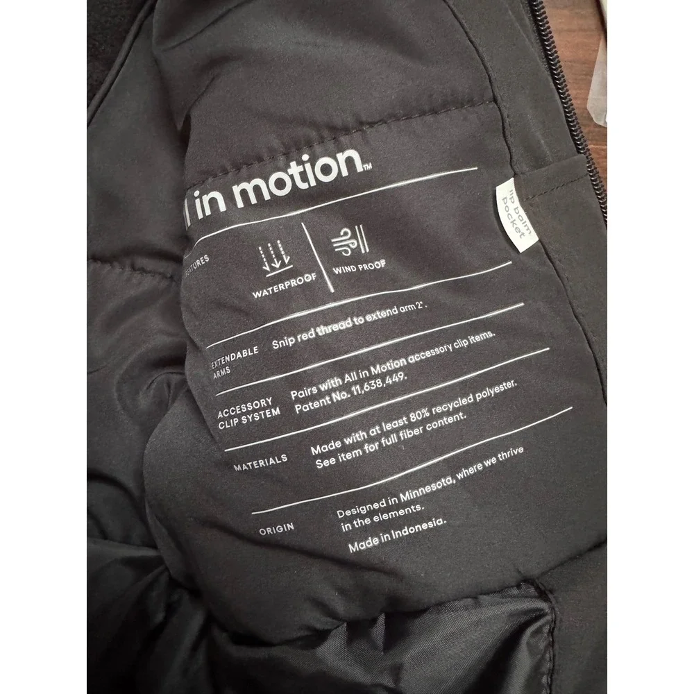 All in Motion Kids Snow Sport Waterproof Jacket Black XS Insulated Hooded NEW